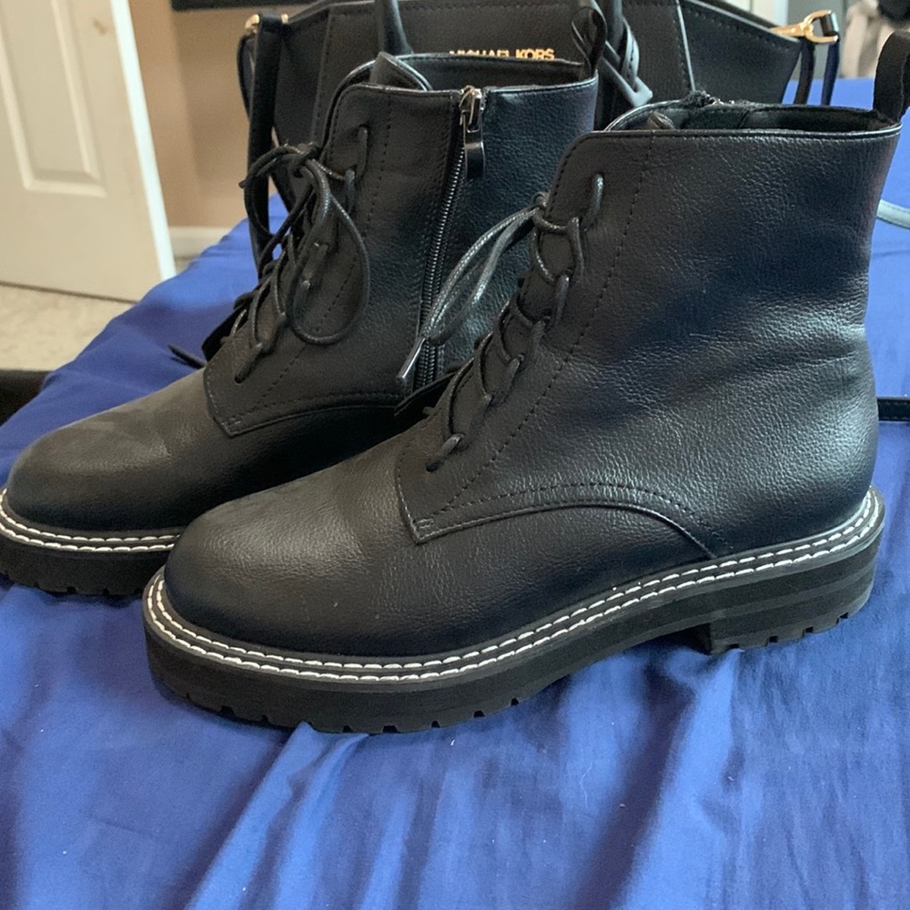 black combat boots